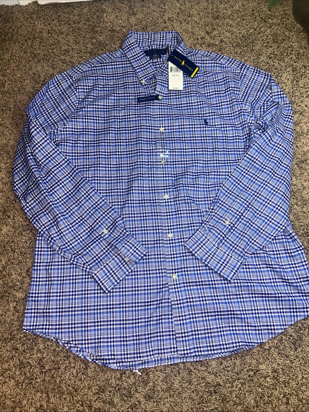 Ralph Lauren Blue & White Plaid Button-Down Shirt